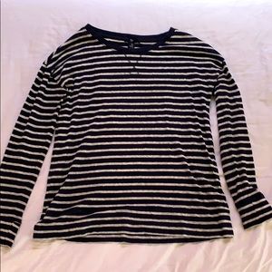 Navy blue and white striped long sleeve